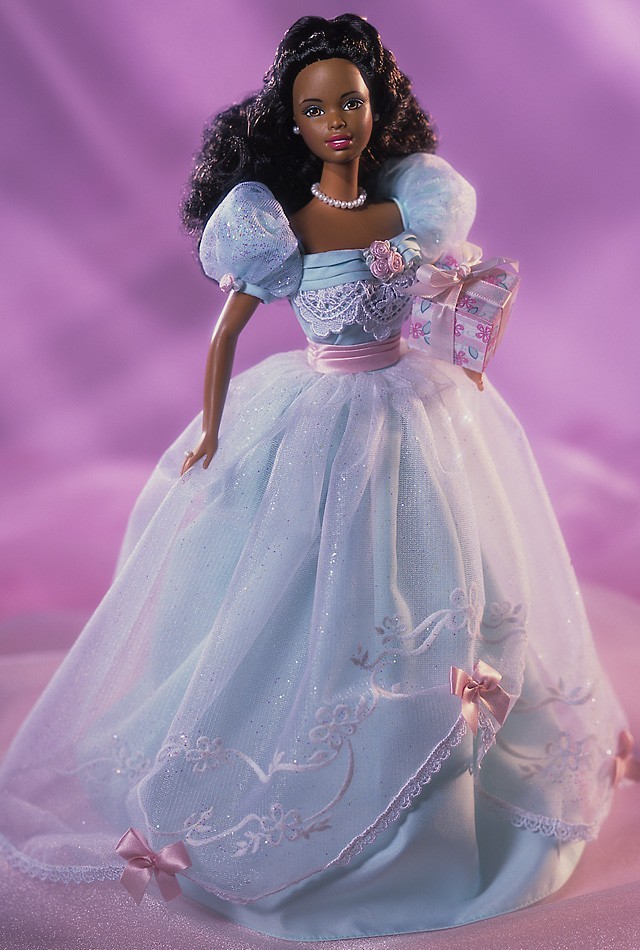 ravifansneworleans:  Black Barbie® Dolls in periwinkle gowns