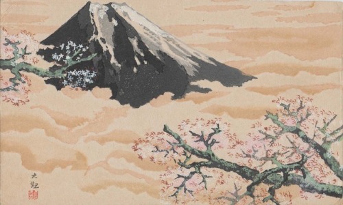 wonderlartcafe:Yokoyama Taikan (1868-1958), Fuji and cherry blossoms, Museum of Fine Arts, Boston
