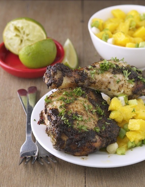 in-my-mouth:  Jamaican Jerk Chicken with Mango Salsa  
