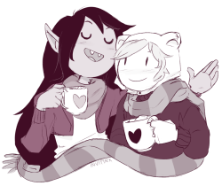 princeofchocolate:  giveaway draaaaaw 1 of 4 for the-bravest-adventurer​, who wanted marcy and finn drinkin hot cocoa UuU 