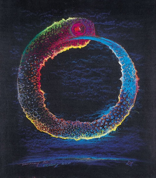 jareckiworld:Andrzej Urbanowicz (1938-2011) — Above the Horizon (Ouroboros)  oil on panel