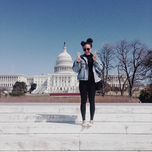 uglygirlsclub:lullabysounds:Didn’t feel like going home yet. Hi, DC. (at Capitol Reflecting Pool)nin