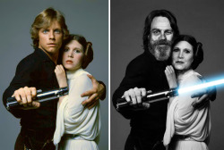 miniar:  iknowthedrill:  constantinecontemplative:  Luke and Leia 1977/2015  It took him that long to figure out how to activate the lightsaber  They look so much happier now…   Probably cuz they aren’t made to do incesty stuff anymore