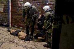 massconflict:  Riot police detain masked youth during minor clashes in central Athens, Greece.Jul6, 2015Marko Djurica/Reuters