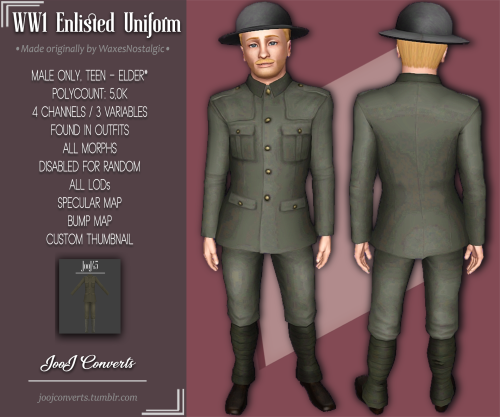 joojconverts: 4t3 Convert from WaxesNostalgic’s WW1 Enlisted UniformA 4t3 convert from a ww1 uniform