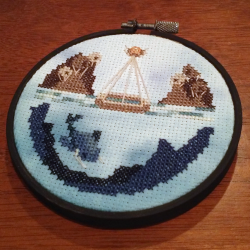 Cloudmarsh:  Bam! It’s Some More Myst Cross-Stitch! Trying Out Some Backstitching,