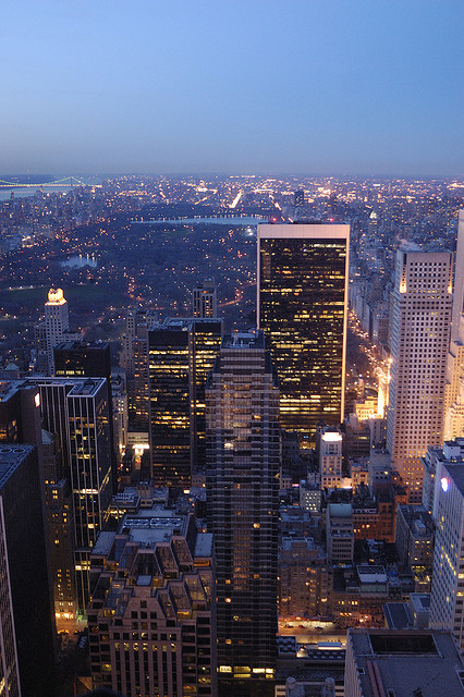 travelingcolors:  Central Park at dusk | New York (by Zeroneg1)