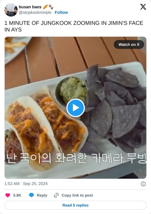 1 MINUTE OF JUNGKOOK ZOOMING IN JIMIN'S FACE IN AYS pic.twitter.com/RUFD3pIxbX
— busan baes 🥕🐾 (@stopkookminpls) September 25, 2024