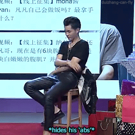 duizhang-can-fly:  When asked whether he had a 6-pack or a flat stomach, he said