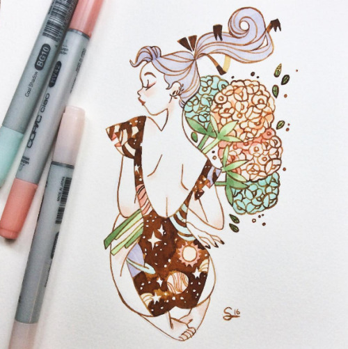 sibyllinesketchblog: Flowery girlsFrom my instagram @sibylline_m