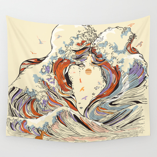 bestof-society6:  POPULAR WALL TAPESTRIES BY VARIOUS ARTISTS  The Great Wave off