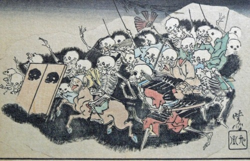 Kawanabe Kyōsai aka 河鍋 暁斎 (Japanese, 1831-1889, b. Koga, Japan) - Gaikotsu Gundan (Skeleton Corps)  