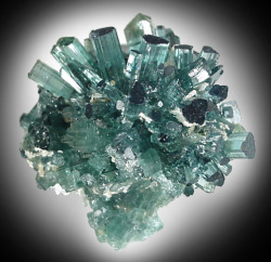 mineralists:  Rare and unusual specimen of spherical cluster of blue Indicolite Tourmaline crystals from Skardu Area, Pakistan