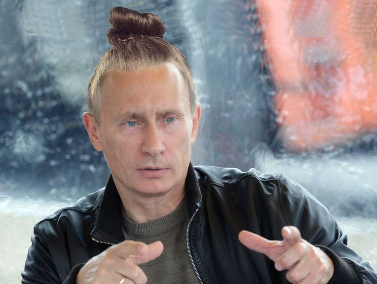 tastefullyoffensive:  World Leaders with Man Buns (photos via DesignCrowd)Related: Men