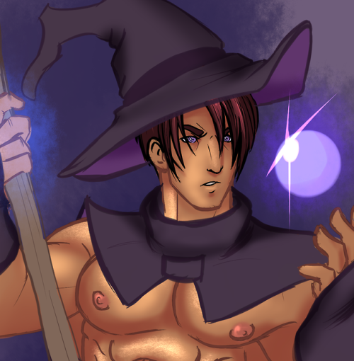 curaja-casterdraws: Here’s a random skimpy dressed Wizard. Idk, no reasoning. Maybe he absorbs mana through his skin. No He’s working on his tan. Nah Burnt all his clothes off with a spell gone wrong.  He just likes being almost naked 