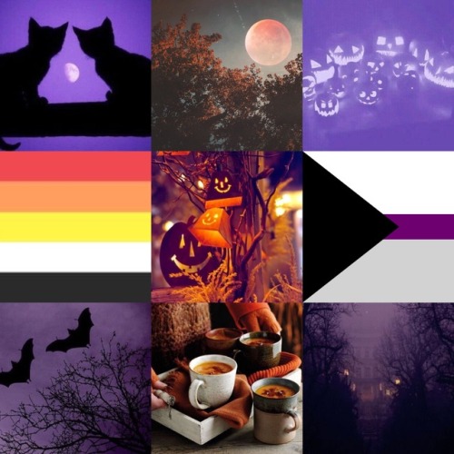 lgbt-mood: Demisexual and Lithromantic with Halloween and spooky purple and orange themes - moodboar