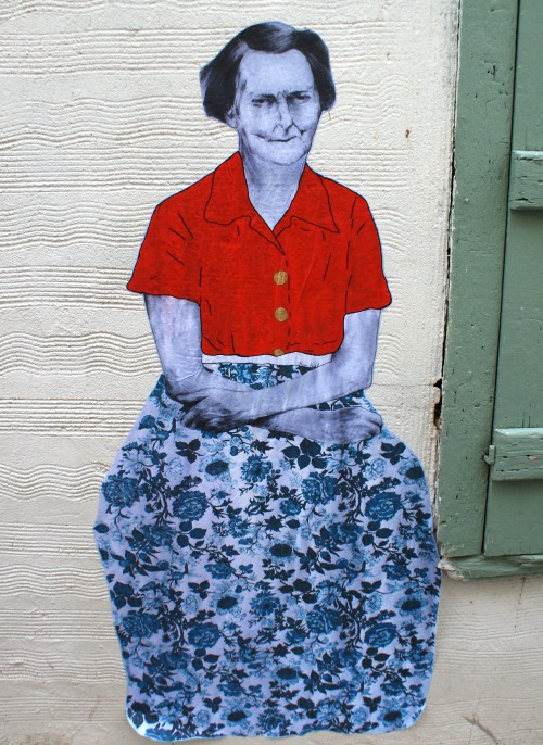 Granny, 12, acrylic & pencil on paper, pasted on wall, © Maria Trialoni