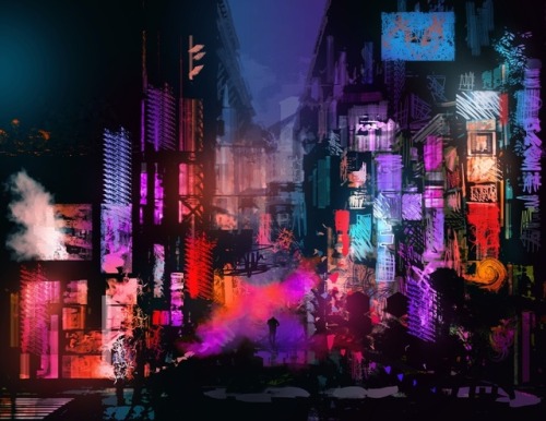 supersonicart:Daniel Ignacio x INPRNT.The chaotic, almost abstract cityscapes of artist Daniel Ignac