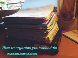 studylikeadoctor:  HOW TO ORGANIZE YOUR STUDYING SCHEDULE:  Hey guys!! Since some of you asked me how I organized my studying schedule for this summer, I thought it would be best to make a post about it. It’s the first time I make a post such as