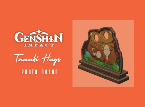 Tanuki Hugs Photo Board (Genshin Impact)- Tanuki Board from Irodori Festival- All Normal and Shadow LODs- Normal and Specular Maps- Custom thumbnail- HQ compatible- Can be found under decorations > sculptures Model by MIHOYO. Conversion to The Sims by mePATREON (exclusive; thank you for the support!) #genshin impact#s4cc#s4 genshin #ts4 genshin impact #ts4cc #the sims 4 cc  #tanuki hugs photo board #irodori festival#*#other#genshin sims