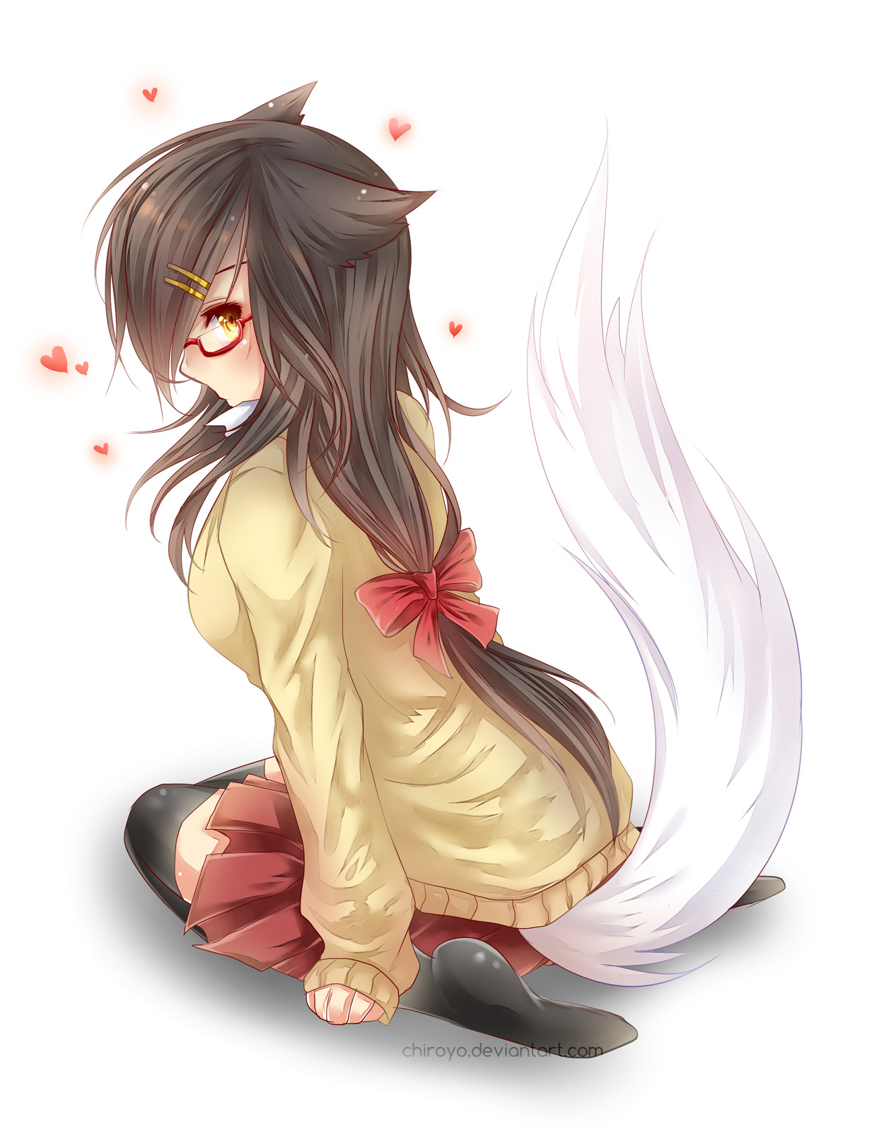 chiroyon:  schoolgirl Ahri fanart from League of Legends not a skin idea really,