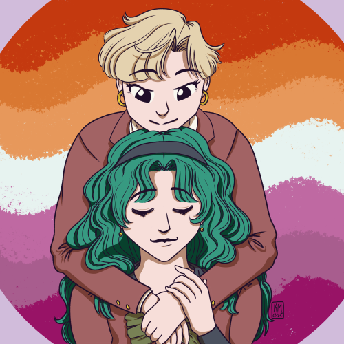 katiemcmahonart:Haruka and Michiru for the last day of Pride Month &lt;3 