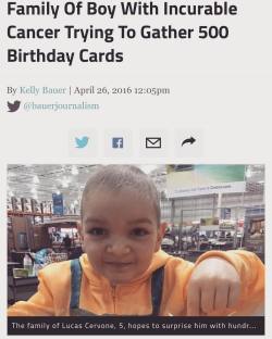 Please send birthday cards to:  Lucas Bear