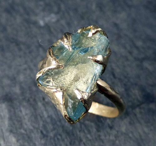 culturenlifestyle:  Stunning Handmade Raw Organic Gemstone & Precious Metal Jewelry by Angeline Portland based indie boutique By Angeline handcrafts stunning gold rings with rough uncut gemstones. The artist loves to transform metals with fire to