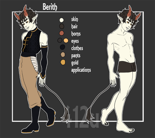 Meet Berith! One of my oldest OCs. He has a boyfriend named Nathanael who is @neevoy’s OC. We came u