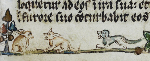 Canine conversations, fol. 16r, Ms. Codex 1057 (Ferial psalter).Manuscript description and digital i