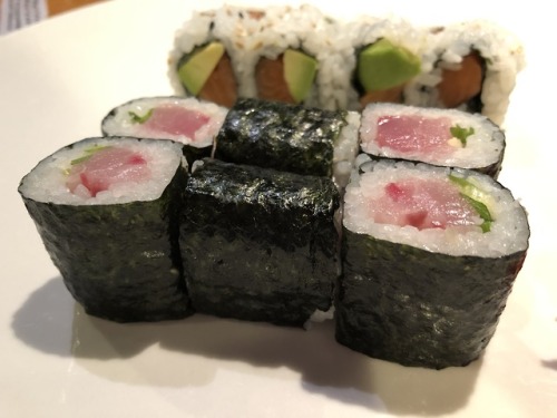 And from the other side of the plate&hellip; yellowtail and green onion roll&hellip; or negi