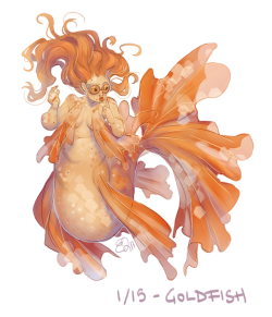 quesozombie:  5/15 mermaid design challenge i made for myself (also happens to be during #mermay)so far: goldfish, lionfish, leafy sea dragon, deepsea predator, and red octopusi will post here when another 5 are done, meanwhile you can see each one &amp;