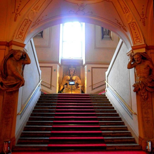 grand staircase inside Palais Auesperg in Vienna  villacollezioneboutique.com/