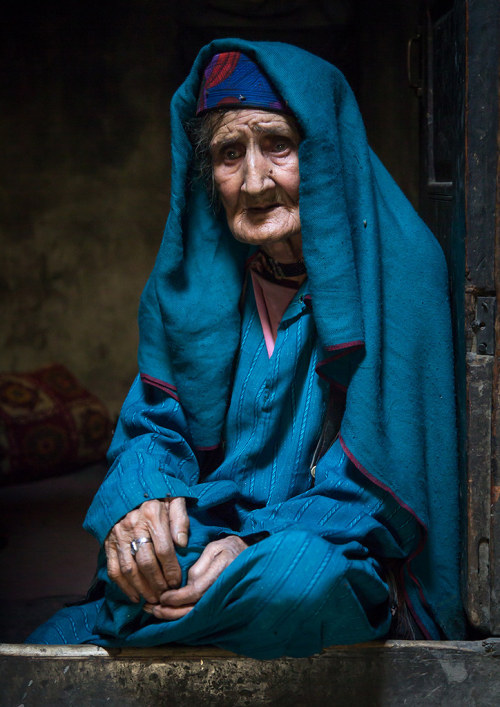 Portrait of an old afghan woman, Badakhshan province, Qazi deh, Afghanistan. Taken on August 9, 2016