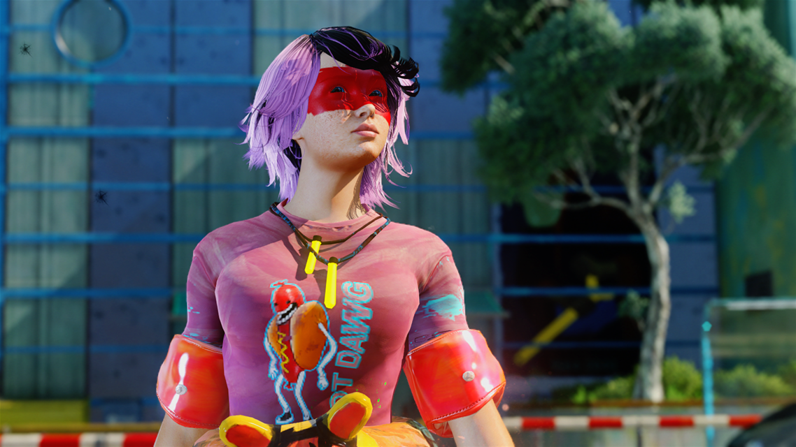 My awesome avatar in Sunset Overdrive.
The actress doing the voice for the girl is SO MUCH BETTER than the jackass doing the voice for the boy. She is so badass.