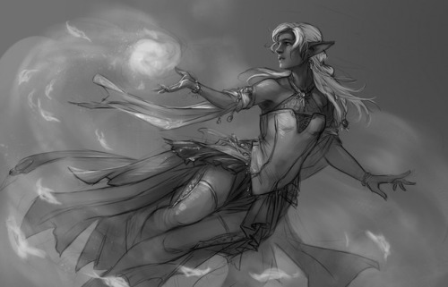 Weekly Patreon sketch, a dark elf priestess :)