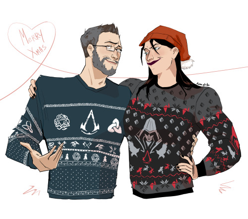  rebecca and shaun in ac’s ugly sweaters wish you all happy holidays!! 