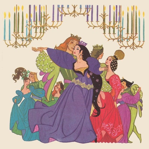 Illustrations By Sheilah Beckett For THE TWELVE DANCING PRINCESSES (1954).
