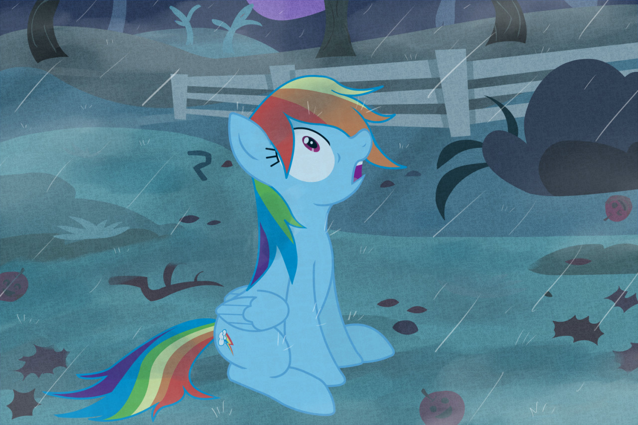 creepycursed:  creepycurse:  That’s a Lotta Rain! Dash seems to be having a hard