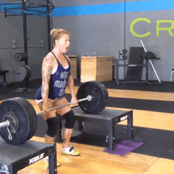 crossfitters:  Christmas Abbott: 155lbs from blocks. Not a lot of room to pull with so you have to pull hard!!