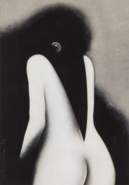 Wiesław Rosocha (Polish, b. 1945, Sokołów Podlaski, Poland) - Nude, 1996, Mixed Media on Paper