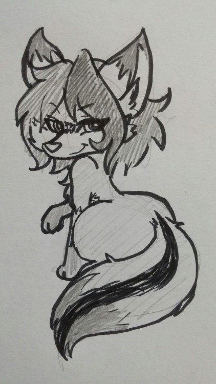 Attempting to get some creative juice flowing and some cramped thumb-meat loose. Cute foxy Aura!  Its been a crazy fucking week so in trying to work through it i am going to doodle inbetween shit i have to do today.