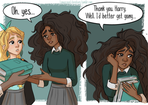 loquaciousliterature:  Yesss Luna, do it! You’re probably the only one who could pull off that look anyway… :) Phew! This is my longest comic to date. I didn’t want to cut out the Hermione sadness or the Luna goodness, so I decided to make it 13