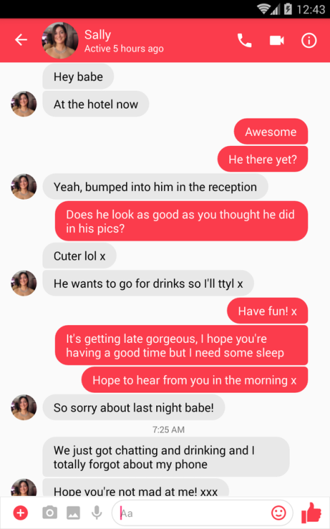sluttytext: naughtypeopletexts: Hot wife texts hubby about meetup with another man. Perfect end to a