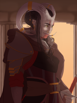 nightram:  excuse me while i cry at the goddamn compression, wow. i don’t really know what else to do with this, so I’m gonna call it done. but yeah, enecola asked me to draw how qunari!me would look so here we are!