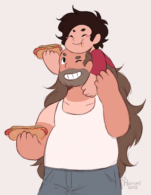 having a good ol’ hotdog with your old man on father’s day ~