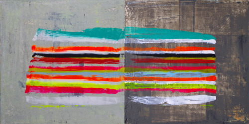 Rainbow Stream Acrylic on hardboard panels, diptych 16x32 inches Mary Robertson Saatchi  Art