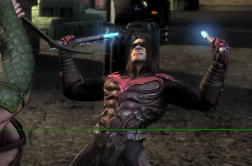  Injustice: Gods Among Us - Story Trailer 1:38 Nightwing’s hairstyles… :-/ 