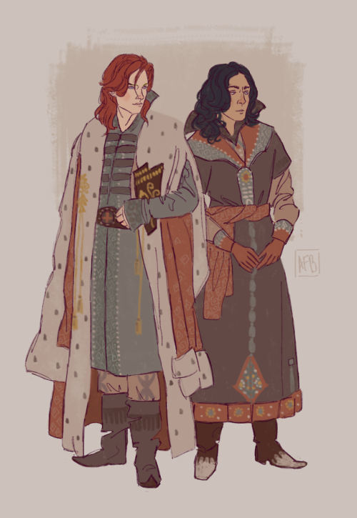 flurgburgler:It gets cold in Himring, bring your ermine! Maedhros and Maglor, commissioned by @elf-i