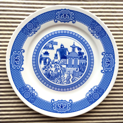 itscolossal: Calamityware: Disastrous Scenarios on Traditional Blue Porcelain Dinner Plates